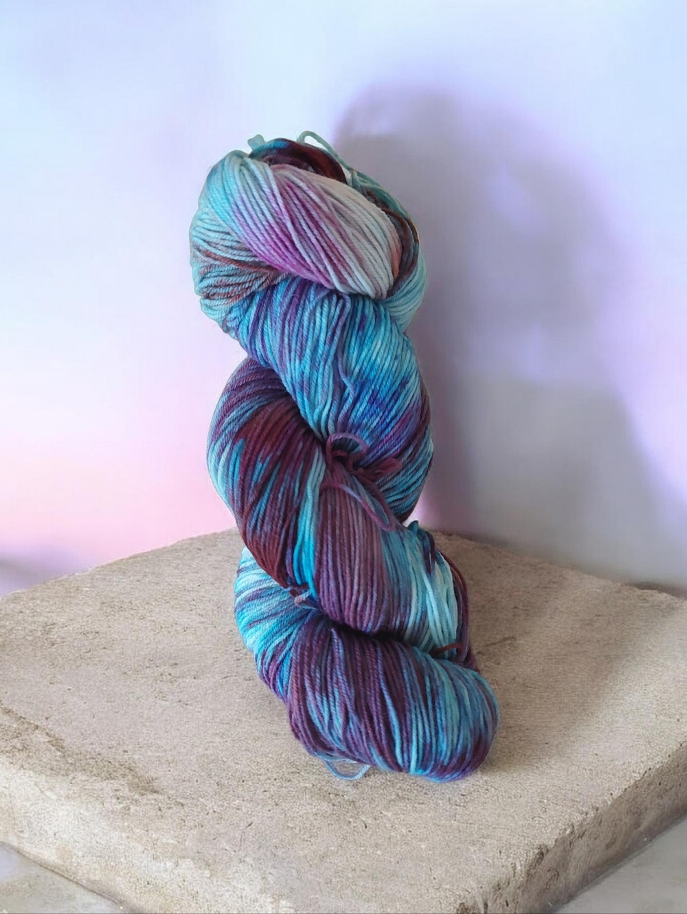 Hand-Dyed Blue and Purple Yarn Skein